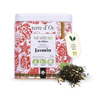 terre d'Oc - Thé Vert Bio de Chine - Parfumé aux Fleurs de Jasmin - Boite en Métal - Feuille en Vrac - Idées Cadeau Homme et Femme - 100g