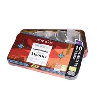 Terre d'Oc - Thé Vert Bio Gunpowder - Feuilles Menthe - 10 Sachets - 14g