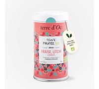 Terre d'Oc - Tisane Fruitée Bio - Fraise, Litchi - Glacée ou Chaude - 80g
