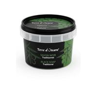 Terre d'Oleane Savon Noir Traditionnel, Formule Classique à l'Olive, Gommage Corps et Visage, Soin du Corps, Exfoliant, Hydratant, 200G