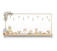 TERRE JARDIN Arche de Table Extensible Métal Doré - Support Décoration Réglable 79 à 280 cm avec Pinces - Cadre Arche Métal pour Ballons, Mariage, Anniversaire, Noël