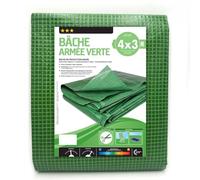 TERRE JARDIN Bâche armée Verte 160g/m2 découpable imperméable Anti-UV | Bâche armée polyéthylène 160 g/m2, imperméable, traitement anti-UV, bandes de renfort et œillets prédécoupés