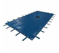 TERRE JARDIN Bâche Piscine Rectangulaire d'Hivernage 12,5 x 6,5 m 140 g/m² | Bâche de protection rectangulaire en polyéthylène 140 g/m², coloris bleu, avec filet d'écoulement central et attaches