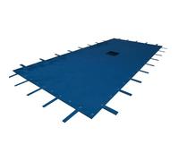 TERRE JARDIN Bâche Piscine Rectangulaire d'Hivernage 7,5 x 4,5 m - 140 g/m² | Bâche de protection rectangulaire en polyéthylène 140 g/m², coloris bleu, avec filet d'écoulement central et attaches
