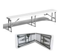 TERRE JARDIN Banc de jardin pliable, 183x30x44 cm, Acier et plastique - 4 places - Compact - Blanc