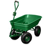 TERRE JARDIN Brouette de Jardin 4 Roues gonflables 120 Kg, Benne Basculante 52 L, Chariot à Bois bûche, Transport Bois de Chauffage, Remorque Attelage intégré - Capacité Basculée 80 Kg