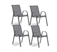 TERRE JARDIN Chaises empilables textilène x4 - Tissus haute densité - Confortable et design