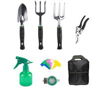 TERRE JARDIN Ensemble d'Outils de Jardinage, Kit de Jardinage Complet 8 pièces avec Sac de Transport, Outils ergonomiques en Aluminium, Vaporisateur, sécateur, transplantoir, Mini râteau