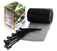 TERRE JARDIN - Grillage de Protection pour Chéneaux et Gouttière 6 m x 15 cm, Maille 1 x 1 cm - Grille de Protection pour Gouttières, 8 Crochets Inclus