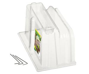 TERRE JARDIN - Porte pour Tunnel de Forçage, 22 x 38 x 21 cm - Fermeture Tunnel de Forçage Rigide, Transparent, 3 Sardines de Fixation Incluses - Protection Potager Nuisibles Mini Serre Rigide
