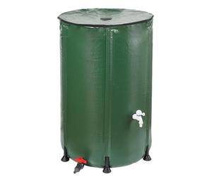 TERRE JARDIN - Réservoir Récupérateur Eau de Pluie, 500 L - Cuve Eau de Pluie, Pliable, en PVC Armée - Réservoir avec Robinet d'Arrêt et Robinet d'Écoullement - 500 litres - Vert