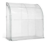 TERRE JARDIN Serre d'hivernage Murale avec Porte - Bâche armée translucide | Serre murale adossable avec bâche 130 g/m² et tapis de sol 90 g/m², structure acier Ø 16 mm, profondeur 100 cm