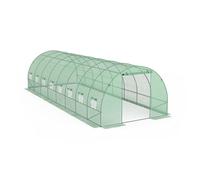 TERRE JARDIN Serre Tunnel de Jardin 24M² avec bâche renforcée 8 x 3 m | Serre tunnel de 24 m² avec bâche renforcée 140 g/m² anti-UV, structure acier avec tubes de Ø 25 mm, 9 arceaux et barres