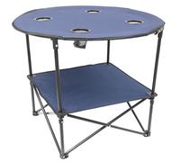 TERRE JARDIN Table de Camping Pliante avec Porte-Gobelets - Diamètre 73 cm, Hauteur 60 cm - Table Pliante Extérieur Légère avec Sac de Transport pour Camping, Pique-Nique, Terrasse - Unité - Bleu