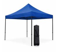 TERRE JARDIN Tonnelle Pliante 3x3 m Professionnelle Imperméable - Barnum Pliant 3x3 Acier avec Toile 250 g/m² de Qualité, Pergola Jardin Extérieur 9 m² avec Housse à roulettes - Unité - Bleu