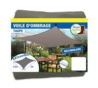 TERRE JARDIN Voile d'ombrage rectangulaire Extensible - Unité - Taupe