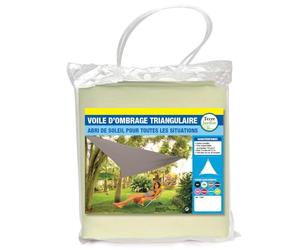 TERRE JARDIN Voile d'Ombrage Triangulaire Imperméable Anti-UV - Toile Ombrage Extérieur pour Terrasse, Jardin, Pergola et Balcon - Ombrière Résistante avec Cordes - 3.6 mètres - Ecru