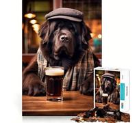 Terre-Neuve au pub Puzzle de 1000 pièces pour Adultes Jeu de réflexion Intelligent Loisirs Découpe précise Objet de Collection (38x52cm)