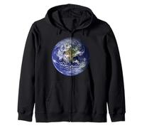 Terre Planète, Plat, Terre Amérique du Nord Globe Space Clouds Sweat à Capuche