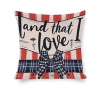Terre Que J'aime, Rayures Américaines Patriotiques du 4 Juillet Taie Oreiller Lavable Housse De Coussin Decorative Housse Coussin pour Jardin Intérieur Lit 45X45Cm