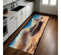 Terre Sablonneuse Brune Tapis de Cuisine Chars de Guerre 50 x 80 cm Antidérapant Résistant Lavable Tapis de Passage Couloir Buanderie Salle de Bain