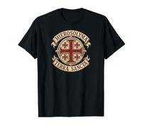 Terre Sainte de Jérusalem (en Latin) Chevaliers Templiers Croix T-Shirt Graphique avec Valeur