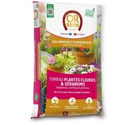 OR BRUN OBRTGER35N Terreau Plantes Fleuries & Géraniums - Fertilisant pour Améliorer La Croissance - 35L - Dipladénias Surfinias & Gerberas
