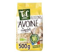 TERRES & CEREALES BIO - Flocons d’Avoine Complets Bio, Saveur Naturelle et Texture Fondante (Paquet 500g) - Le lot de 4