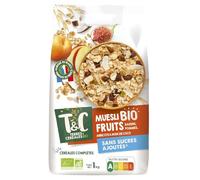 TERRES & CEREALES BIO - Muesli aux Fruits Secs Bio sans Sucres Ajoutés - Flocons de Blé, Avoine, Seigle Complets - le paquet d'1Kg - Le Lot De 4