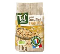 TERRES & CEREALES BIO - Muesli Croquant Nature Bio Sans Huile de Palme, Saveur Authentique (Paquet 1 kg) - Lot de 3 - vendu par Lot
