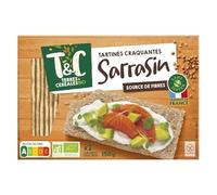 TERRES & CEREALES BIO Tartines Craquantes au Sarrasin Sans Gluten Bio 150 g (2 sachets fraîcheur) - Source de Fibres - Fabriqué en France - Lot de 4