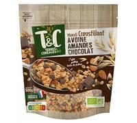 TERRES ET CEREALES - muesli croustillant avoine amandes chocolat bio 500g - Deux Articles