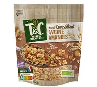 Terres Et Céréales Muesli Croustillant Avoine Bio 500g - Sans Gluten ni Additifs, Petit Déjeuner Sain et Gourmand, Fabrication Française - Le Lot De 3