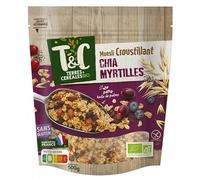 TERRES ET CÉRÉALES MUESLI CROUSTILLANT AVOINE MYRTILLES CHIA BIO 500G, TERRES ET CEREALES, LOT DE 2