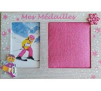 TERRES ET COULEURS Cadre en Bois à Poser Tableau MEDAILLES Rose 20 X 29.5 CM