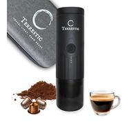 Terrestic Machine à expresso électrique portable Dose + étui de transport rigide - pour café moulu et capsules Nespresso, fonctionne sur batterie et charge USB-C, pour voiture, camping (Noir Mat)