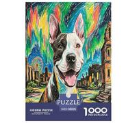 Terrier américain de Staffordshire 1000 Pièces Chien Animal Puzzle Défi Jouet Jeu Impossible Décoration D'intérieur pour Adulte Adultes Cadeaux 38x26cm/1000pcs