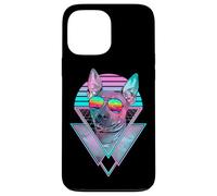 Terrier américain sans Poils Vintage rétro Vaporwave Beach Coque pour iPhone 13 Pro Max