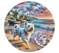 Terrier Australien de Soie 1000 Pièce Jigsaw Puzzles Jeux Éducatifs Soulageur De Stress Chien de Compagnie Jigsaw Circulaire Belle Décoration Puzzle pour Adultes Et Enfants 1000pcs (67.5x67.5cm)