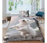 Terrier blanc des Highlands de l'Ouest Housse De Couette Literie beaux animaux de compagnie Microfibre 3D Motif Imprimé Housse De Couette Avec Fermeture Éclair Pour Adultes Single(135x200cm)