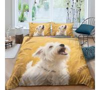 Terrier blanc des Highlands de l'Ouest Housse De Couette Parure De Lit beaux animaux de compagnie Microfibre Imprimé 3D Housse De Couette Avec Fermeture Éclair Personnes Adulte Double(200x200cm)