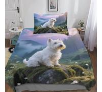 Terrier blanc des Highlands de l'OuestDouxchien de compagnie Ensemble De Literie Élégant Avec Housse De Couette, Fermeture Éclair Invisible Et Design Raffiné Pour Chambre Moderne Single（135x200cm）
