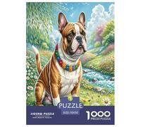 Terrier Bouledogue Mignon Puzzles Animal 1000 Pièces Adultes Cadeaux d'anniversaire pour Noël Jeux Éducatifs Décoration Intérieure Family Games Relaxation Et Sagesse 70x50cm/1000pcs