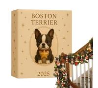 Terrier Calendar - Acrylic, 11.02x6.3in Boston Terrier Ornament 24 Days Countdown | Cute 2D Pendant Holiday Decor, 2025 Boston Terriers Countdown Calendar For Home, Office, Classroom, Dormitory