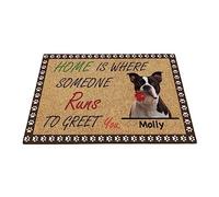 Terrier, Chien Drôle Personnalisé avec Rose, Cadeau Terrier La Maison Est L'Endroit Où Quelqu'un Court Tapis De Bain Absorbant Tapis De Porte Antidérapant Paillasson De Bienvenue 40X60Cm