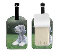 Terrier de Bedlington, chiens drôles, chiens à fourrure, animaux de compagnie,Étiquettes à bagages en cuir PU, étiquette nominative de voyage résistante, lot de 2