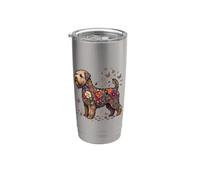 Terrier de blé doux coloré floral papillon fleur Gobelet isotherme en acier inoxydable double paroi