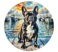 Terrier de Boston 1000 Pièces Casse-tête Chien Animal Puzzles Circulaires pour Adultes Et Enfants Classiques l'art De La Décoration Moderne Décompression 1000pcs (67.5x67.5cm)
