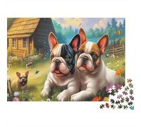 Terrier de Boston Puzzle 1000 Pièces Adulte Enfants Dès 14 Ans Compagnons Jardin Qualité Supérieure Classique Cadeau De Fête Jeu De Famille Intéressant 52x38cm/1000pcs