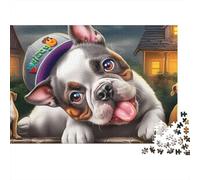 Terrier de Boston Puzzle 1000 Pièces Energetic Tuxedo-Patterned Lively Terrier de Bostons Cadeau Puzzle Parfait, Puzzle en Papier Écologique Et Relaxant, Idéal pour Adultes Et Famille 70x50cm/1000pcs
